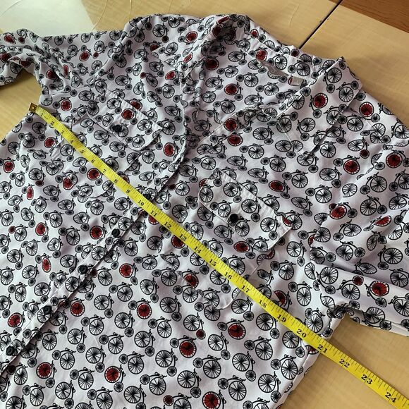 Coral Bay Shirt Blouse Collar Roll-up Long-sleeved pockets Bikes Retro - Picture 15 of 16